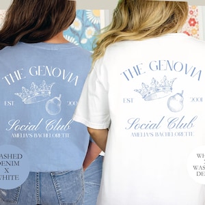 Genovia Social Club Personalized Princess Diaries Comfort Colors Bachelorette Party Shirt Customizable Mia Thermopolis Custom Gift y2k Bride