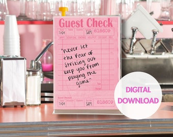 Never Let the Fear of Striking out- Cinderella Story- Digital Print- Diner Girl- Sam Montgomery - Inspirational Wall Art- Printable Wall Art