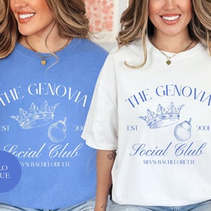 Genovia Social Club Personalized Princess Diaries Comfort Colors Bachelorette Party Shirt Customizable Mia Thermopolis Custom Gift y2k Bride