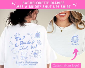 Princess Bachelorette Diaries Comfort Colors Bach Party Shirt Customizable Mia Thermopolis Custom Gift y2k Bride Me a Bride Shut Up Back