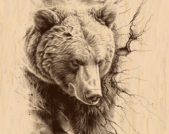 Laser Burn PNG | Bear | Bear Engrave Design | Laser Engrave File | Laser Ready | Digital Design File | Digital Download | wildlife