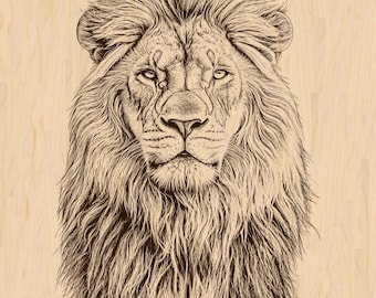 リアルなライオンの顔の彫刻ファイル：高精細鉛筆画（PNG および JPEG