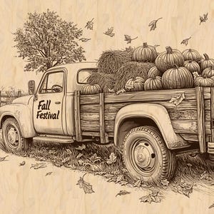 Farm Truck Laser Engraving File: Fall Festival Design (PNG, JPEG)