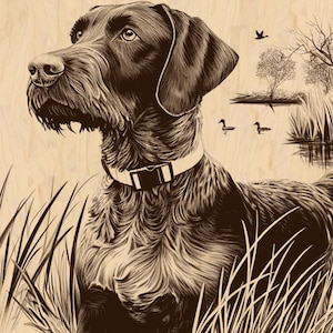 Wirehaired Pointer Laser Gravur: Jagdhund PNG JPEG (Digital Download)