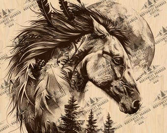 Tribal Horse Laser Engrave File: Western Art PNG, JPEG (Digital Download)
