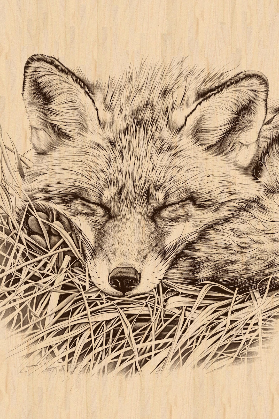 Fox Laser Engraving File, Ready to Engrave PNG & JPEG, Sleeping Fox in Grass, Wildlife Nature Design, Instant Digital Download - Etsy Japan