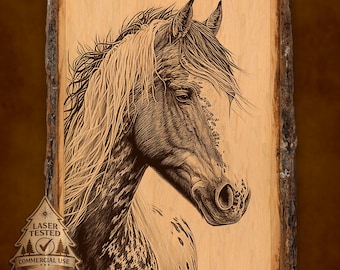 Detailed Horse Portrait Laser Engraving File (PNG, JPEG)