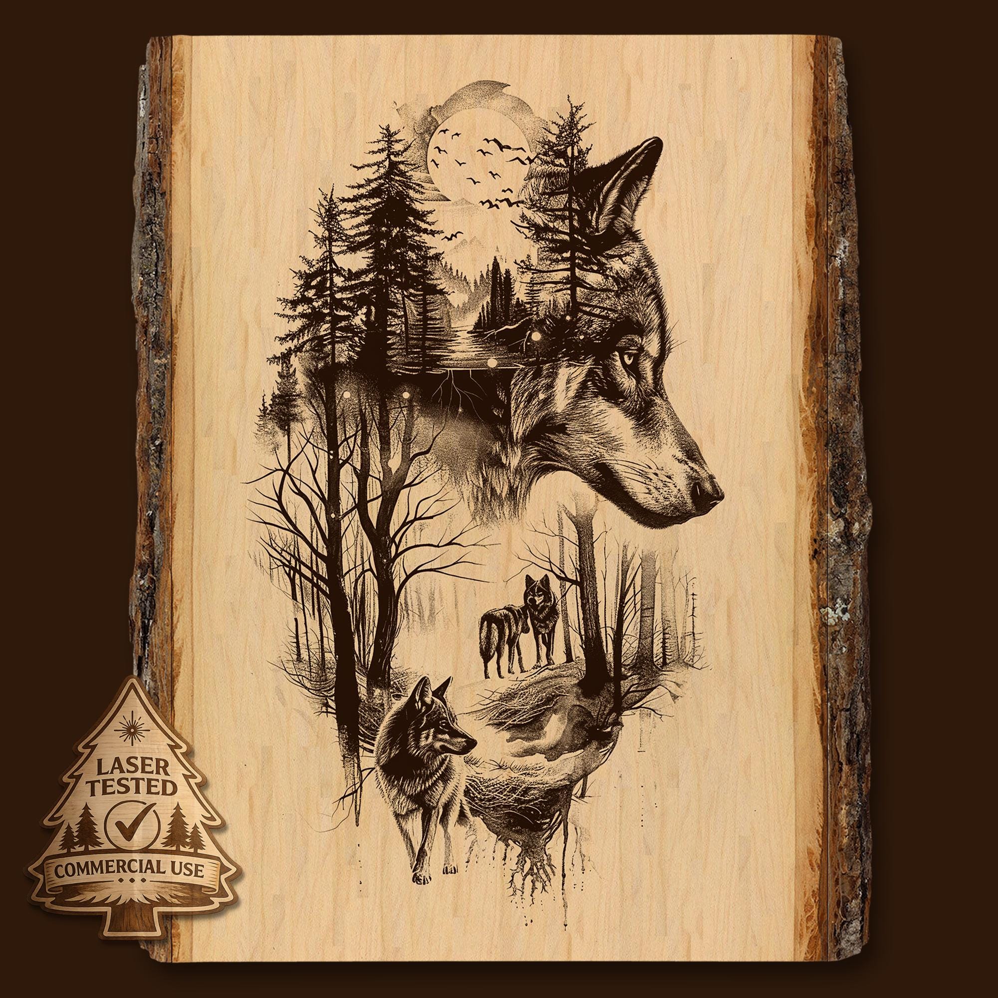 Wolf Pack Laser Engraving File, Forest Wildlife Art (PNG) - Etsy