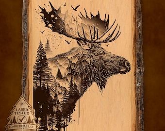 Moose Laser Engraving File: Wildlife Forest Art (Digital Download)