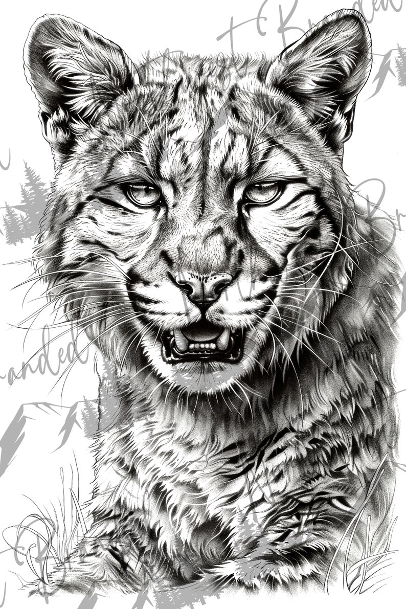 Cougar Laser Engraving, Wild Cat Art, Nature Wildlife Decor, Detailed