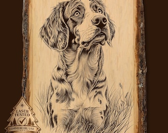 Brittany Spaniel Laser Engraving: Rustic Hunting Dog Art (Digital Download)