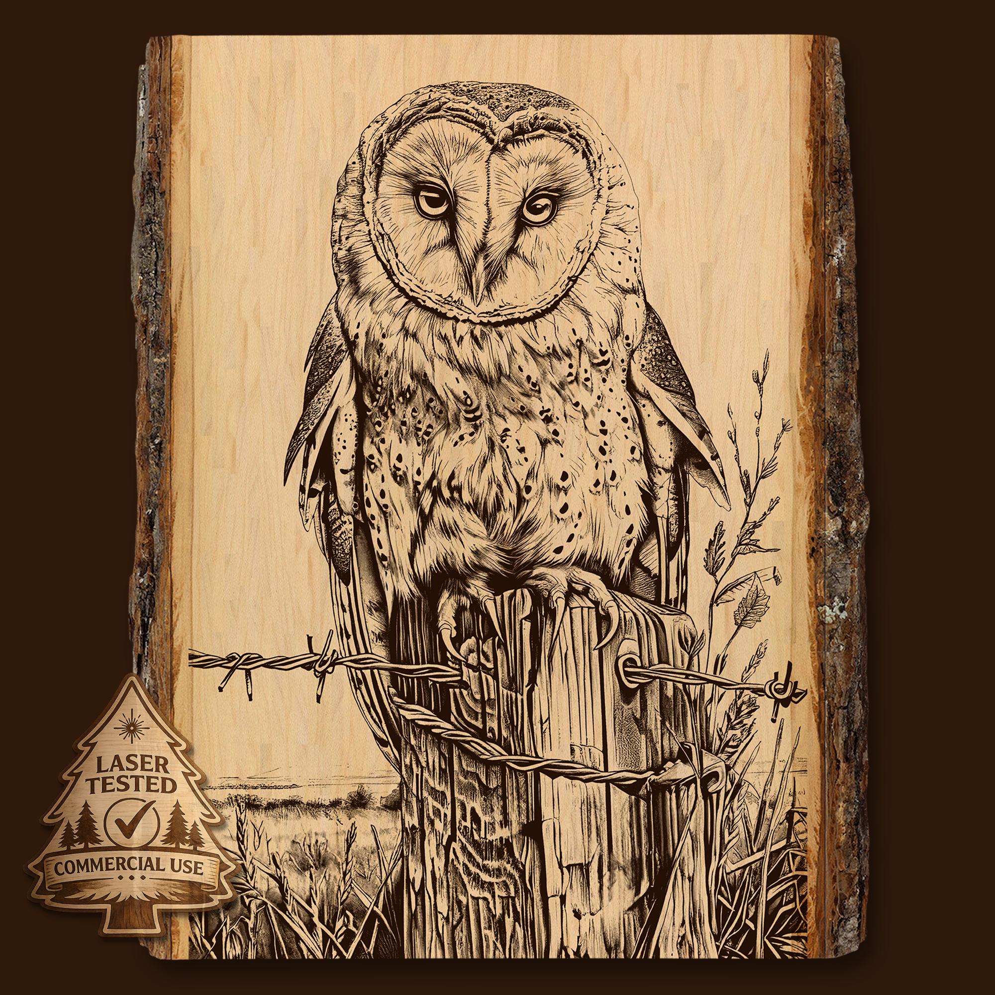 Barn Owl Laser Engraving: Wildlife Art PNG (Digital Download)