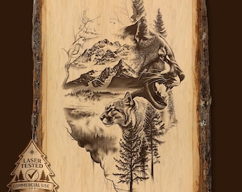 Cougar Laser Engrave File: Mountain Lion Digital Design (Digital Download)