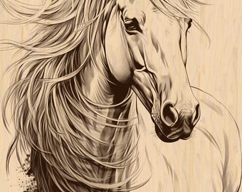 Caballo grabado con láser PNG: Diseño digital para granjas y ranchos