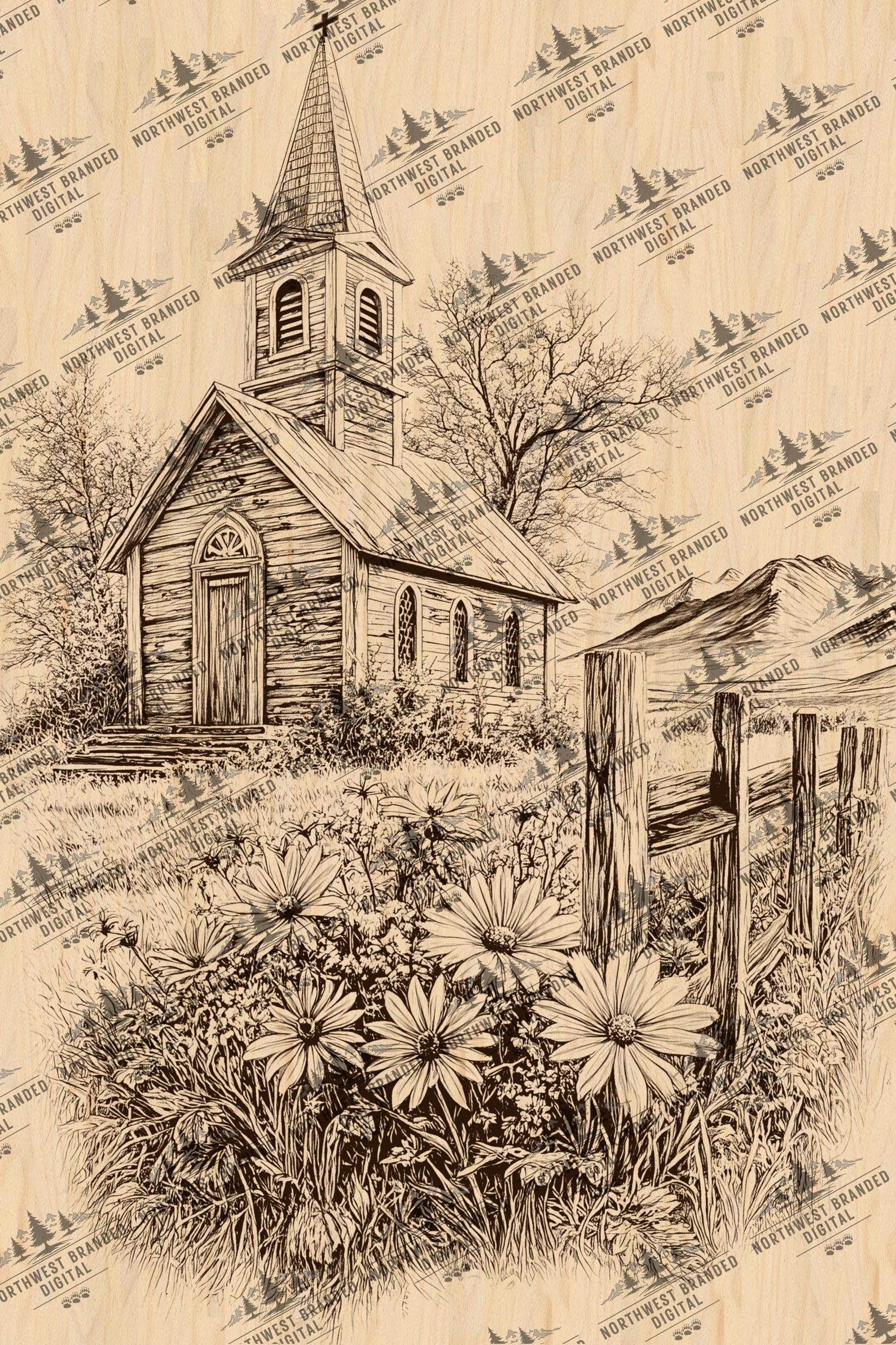 Rustic Church Laser Engraving File: Farmhouse Chapel Design (digital ...
