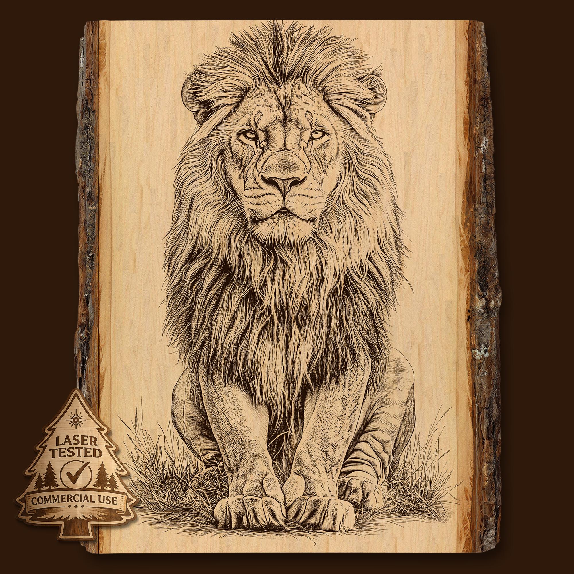 Lion Engraving File: Realistic Pencil Drawing (PNG & JPEG) - Etsy
