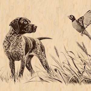 Incisione laser del cane da caccia tedesco a pelo corto: cane da caccia PNG JPEG (download digitale)