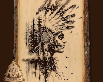 Laser Burn PNG | Native  | Warrior | Engrave | Laser Ready | Digital Design File | Feathers