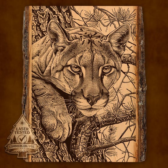 Mountain Lion Laser Engraving File, Cougar Close up PNG, Wildlife