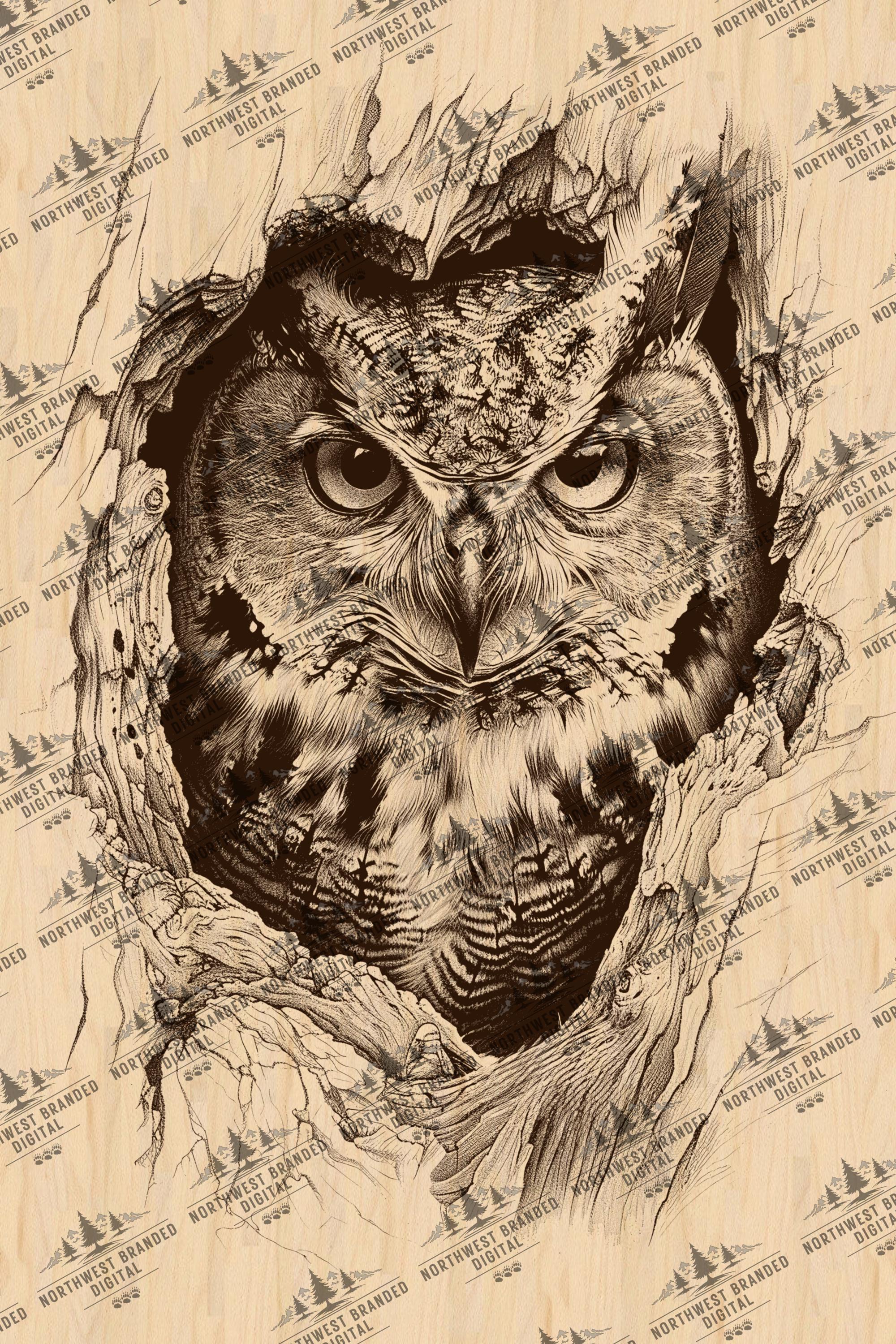 Laser Burn PNG | Owl | Tree | Laser Engrave File | Laser Ready | Digital Design File | Digital Downl