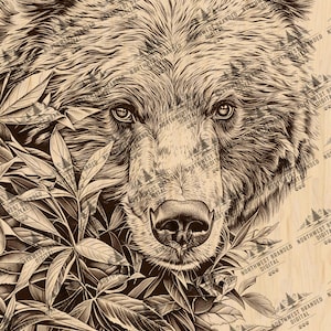 Bear Laser Engrave File: Wildlife Art, Rustic Decor (Digital Download)