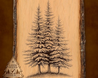 Pine Tree Laser Engraving File: Woodland Rustic Art (Digital Download)