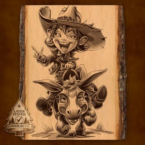 Comical Cowgirl Laser Engrave File: Funny Western Design (Digital Download)