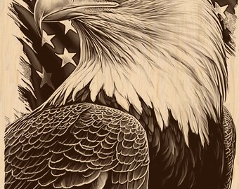 Laserbrennen PNG | Adler | Weißkopfseeadler | patriotisch | Amerikanische Flagge | Laserbereit | Digitale Designdatei | Tierwelt