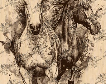 Running Horses Laser Engraving Design: Wild Horse Art (Digital Download)