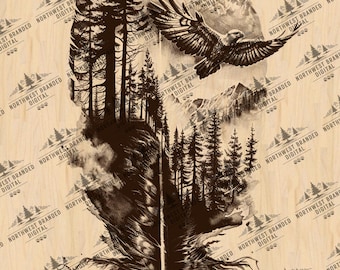 Eagle Feather Laser Engrave PNG: Wildlife Digital Design