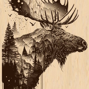 Moose Laser Engraving File: Wildlife Forest Art (Digital Download)