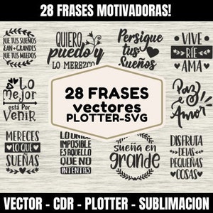 28 Frases Motivadoras vector / Frases Amor / cdr / svg / Frases Bonitas / Para plotter Silhouette circut archivos digital / Para Corte Laser
