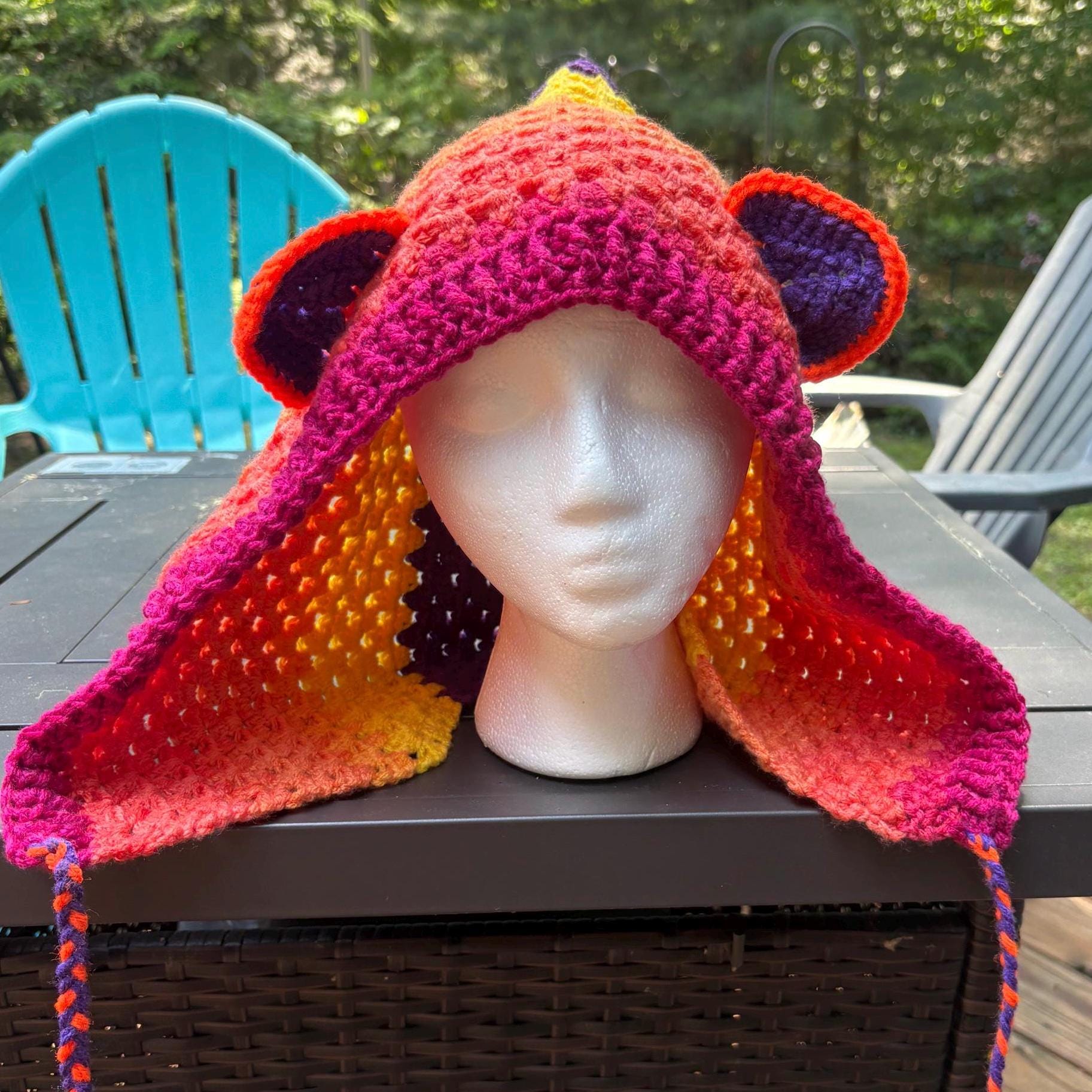 NWOT Handcrafted Crochet hood, Candy Bear Rave Crochet Bear Hoods - Etsy main image 4