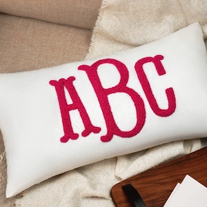 Monogrammed Pillow, Custom Wedding Gift Punch Needle Embroidered Pillow, Personalized Monogram Gift for Couple, Letter Pillow, Housewarming