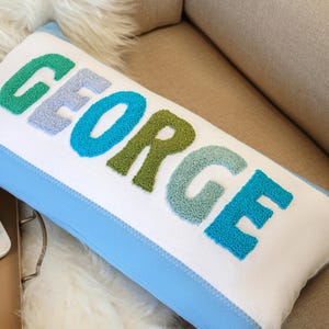 Personalized Punch Needle Baby Gift Pillow, Newborn Gift, Monogrammed Custom Name Pillow, Nursery Decor, Baby Shower Gift, Home Decor Gift