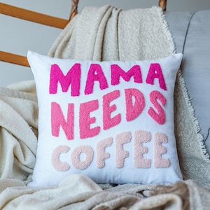 Almohada personalizada con aguja perforadora para el Día de la Madre, regalo rosa para mamá, regalo para la abuela, funda de almohada personalizada, regalo para niños, almohada personalizada, regalo