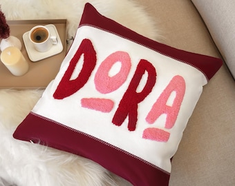 Almohada de bebé personalizada con aguja de punzón, decoración de guardería con nombre personalizado