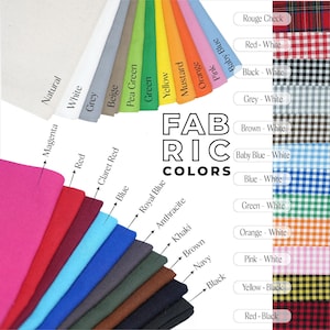 a variety of fabric colors, including natural white, grey, green, yellow, mustard, orange, black, white, red, blue, royal blue, green, white, brown, khaki, navy, pink, black, yellow-black, and red-black.