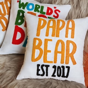 Almofadas bordadas personalizadas para o Dia dos Pais, presente para o pai, presente dos filhos, presente de aniversário do papai, presente do avô, presente personalizado para o pai, presente para ele