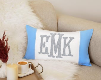 Benutzerdefinierte Monogramm Stanznadel Kissen, Leinen Kinderzimmer Dekor