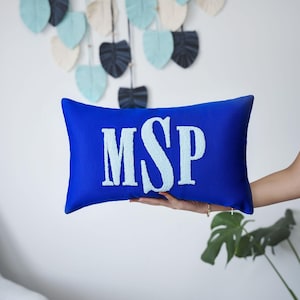 Monogram Personalized Wedding Punch Needle Embroidery Pillow, Couple Initial Gift, Custom Monogrammed Pillow, Engagement Gift, New Home Gift