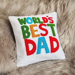 Almofada bordada &quot;Melhor Pai do Mundo&quot; para o Dia dos Pais, presente dos filhos, presente da esposa, ideia de presente para o Dia dos Pais, presente engraçado personalizado para o pai, pai