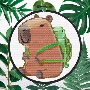 Capybara cross stitch pattern, digital cross stitch, PDF, cute, capybara, fun design - Cross Stitch Pattern, Cross Stitch