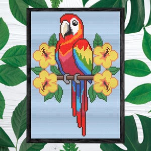 Patrón de punto de cruz Guacamaya, punto de cruz digital, PDF, cute, de ave Guacamaya, diseño divertido - Cross Stitch Pattern