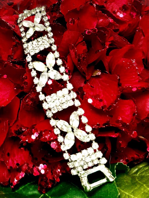 Mid-Century Modern Rhinestone Bracelet - image 1