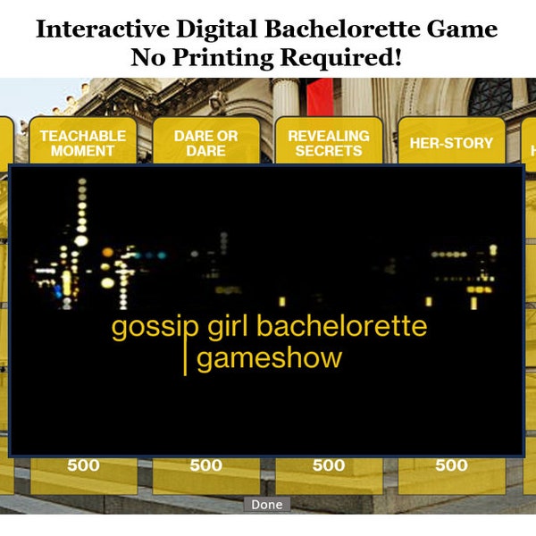 Gossip Girl Bachelorette Party Game! Bachelorette Gameshow