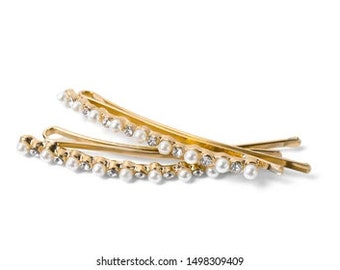 Four seasons style bangs forehead hair artifact handmade pearl metal hairpin