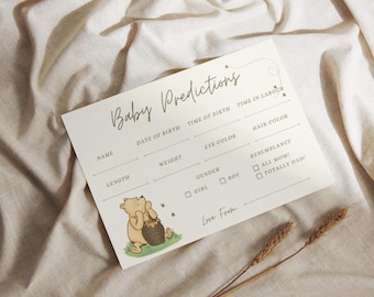 Winnie The Pooh Baby Shower Game | Baby Predictions |  Baby Shower Game | Predictions Cards Winnie the Pooh