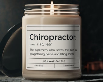 Funny Chiropractor Definition Candle, Scented Soy Candle, Funny Doctor Gift, 2024 Doctor of Chiropractic Graduate