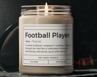 Vela divertida de definición de jugador de fútbol, regalo del equipo de fútbol, vela para estudiante atleta, vela de cera de soja de 9 oz